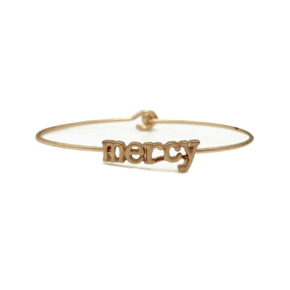 Mercy Stencil Wire Hook Clasp Bangle Bracelet